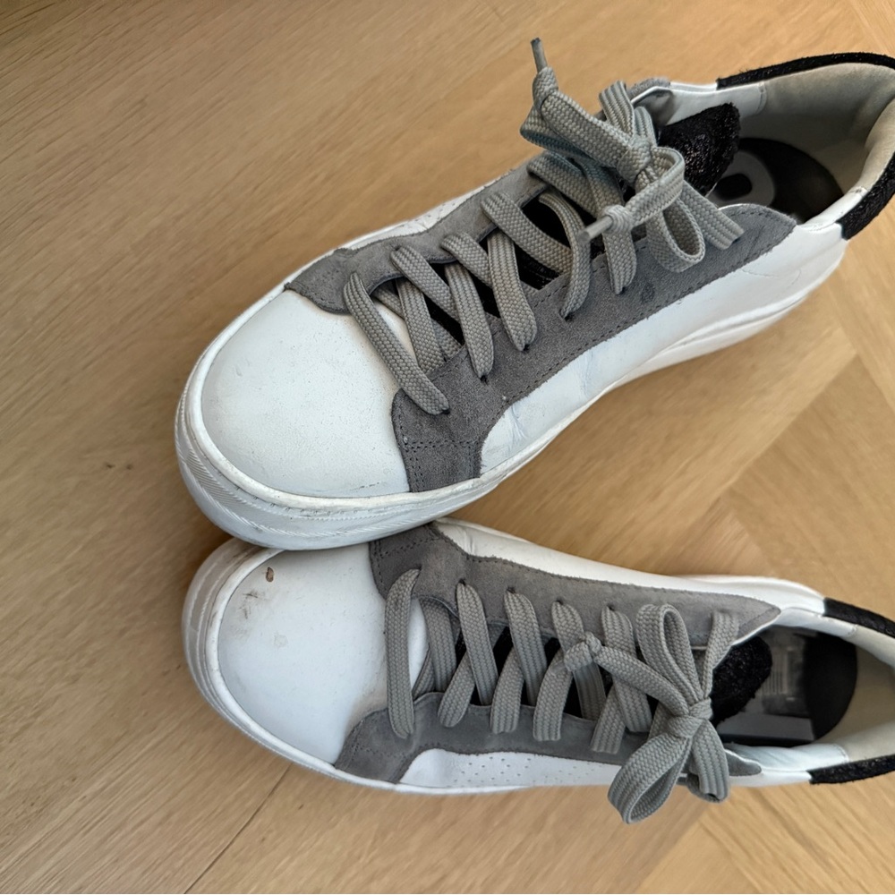White and Gray Low-Top Sneakers